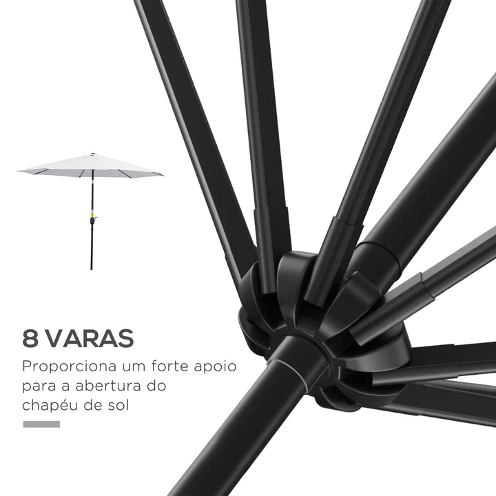 Grande guarda-sol de jardim Manivela para abrir Fácil e ângulo ajustável F300x245 cm Branco