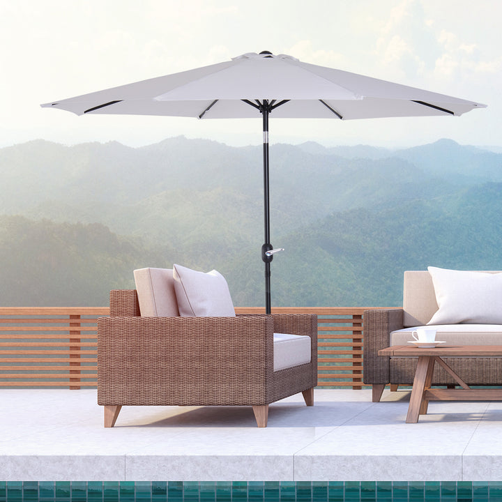 Grande guarda-sol de jardim Manivela para abrir Fácil e ângulo ajustável F300x245 cm Branco