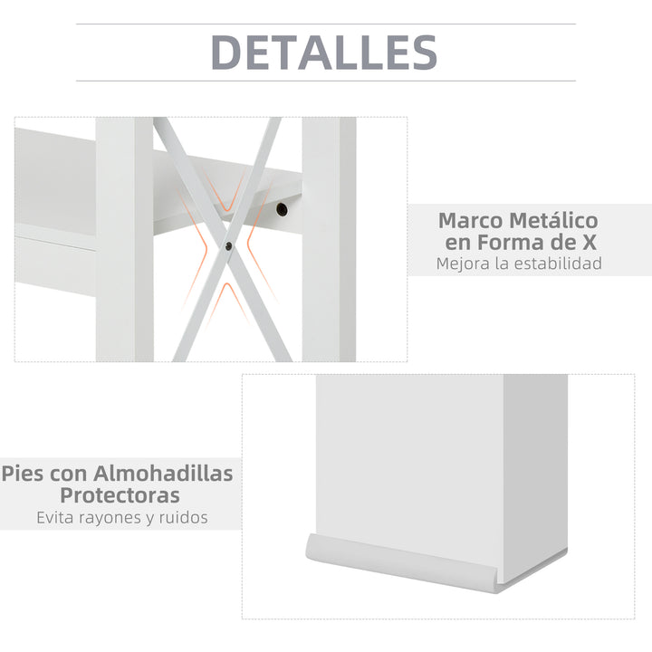 Mesa consola tipo aparador de estilo moderno com 2 gavetas e prateleiras inferiores 105x40x76 cm Branco