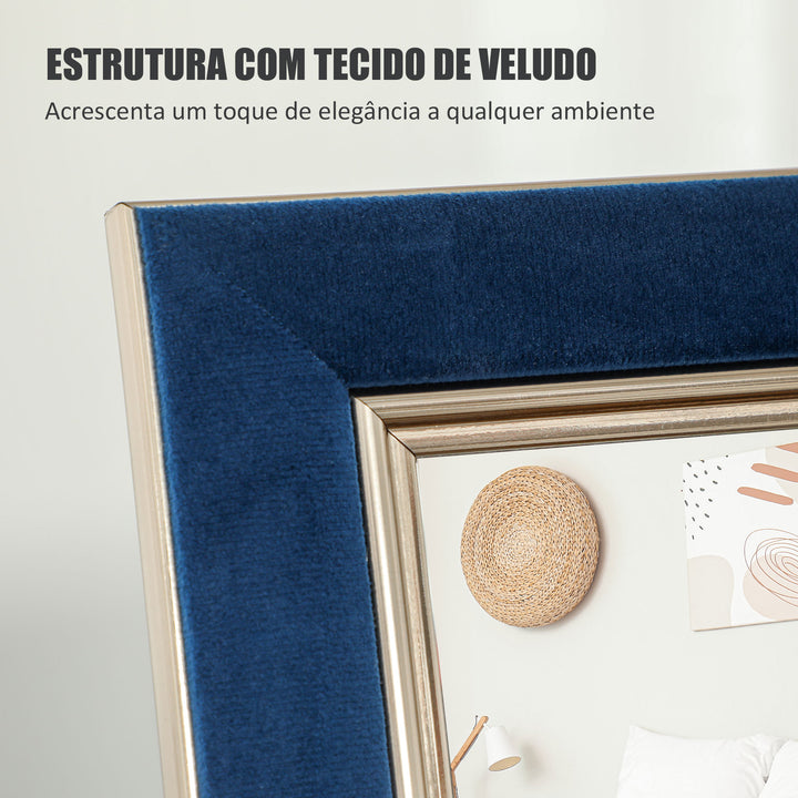 Espelho de Pé 50x150 cm Espelho de Corpo Inteiro com Estrutura em Veludo e Suporte para Sala de Estar Dormitório Azul