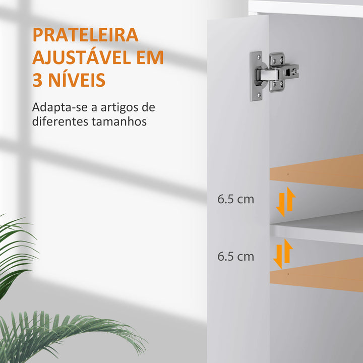 Aparador de 3 Portas Estriadas Aparador de Sala de Estar com Prateleira Ajustável Móvel para TV para Quarto Sala de Estar 107x35x80 cm Branco