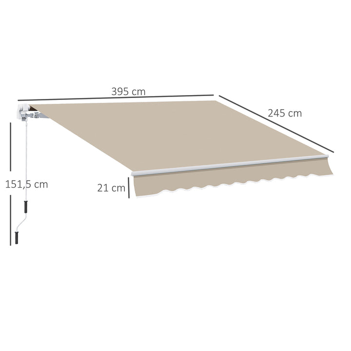 Toldo para terraço e jardim 395x245cm com braço Alumínio, poliéster e Aço Creme