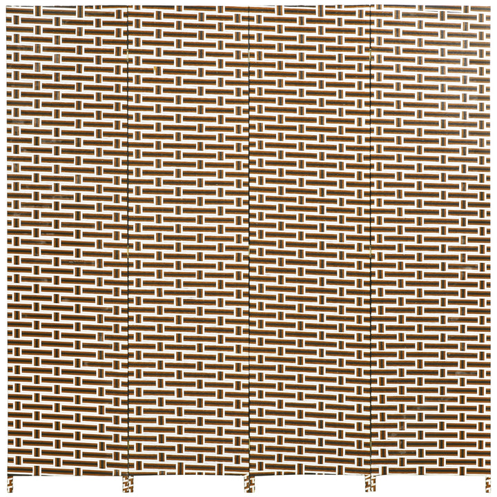 Biombo Separador de Ambientes de 4 Paineis Biombo Dobrável 180x180cm Separador de Ambientes Decoração Elegante para Dormitórios Sala de Estar Cozinha Marrom e Branco