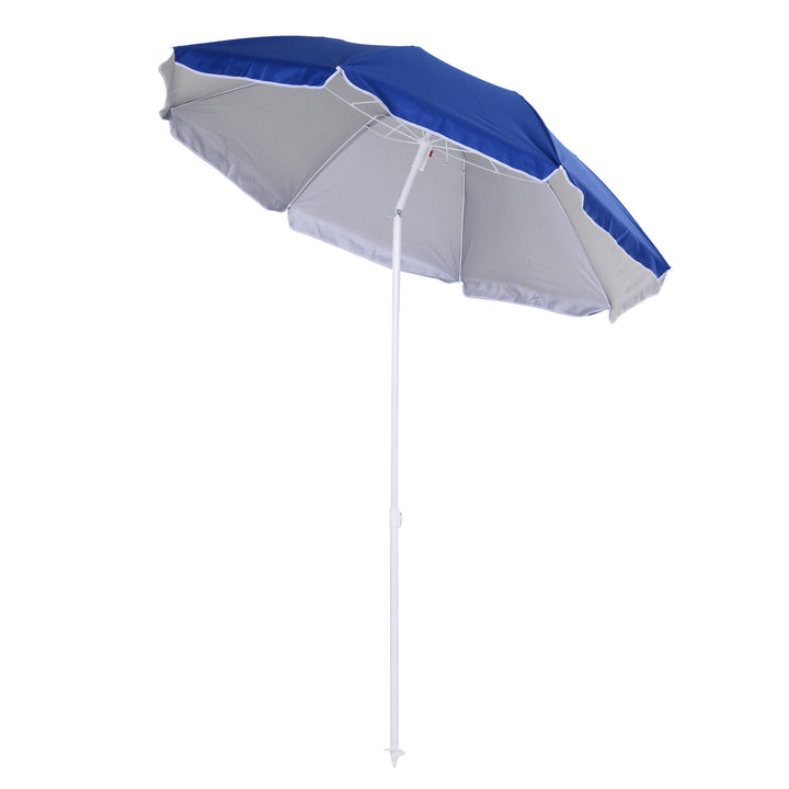 Chapéu de Sol de Praia Grande Ø160 cm Chapéu de Sol de Exterior com Ângulo Ajustável Proteção UV Impermeavel e Bolsa de Transporte Azul