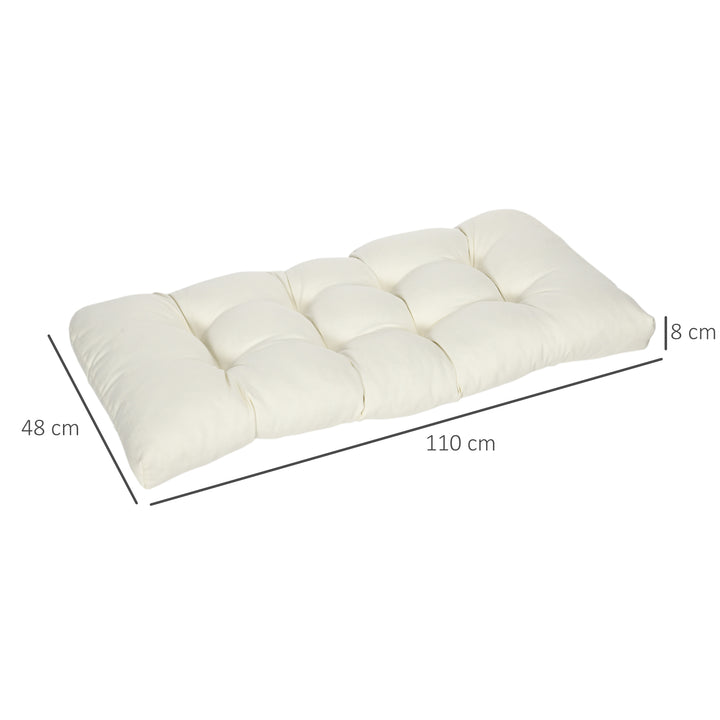 Almofada para Bancos de 2 Lugares 110x48x8cm Almofada Retangular para Interiores e Exteriores Lavável com Costura Elegante e Confortável para Bancos Sofás Creme