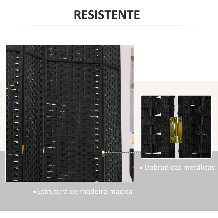 Biombo de 6 Painéis Separador de Ambientes Dobrável 240x170 cm Biombo Separador de Ambientes para Sala de Estar Dormitório Escritório Preto