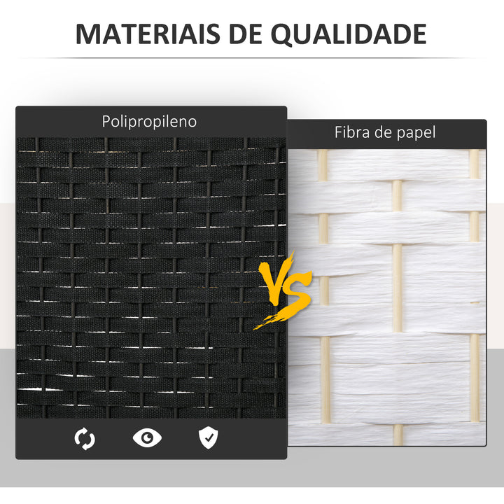 Biombo de 6 Painéis Separador de Ambientes Dobrável 240x170 cm Biombo Separador de Ambientes para Sala de Estar Dormitório Escritório Preto