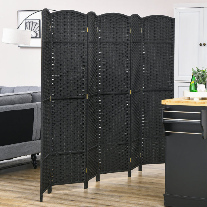 Biombo de 6 Painéis Separador de Ambientes Dobrável 240x170 cm Biombo Separador de Ambientes para Sala de Estar Dormitório Escritório Preto