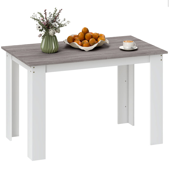Mesa de Sala de Jantar para 4-6 Pessoas Mesa de Cozinha Retangular Estilo Moderno com Bancada de Melamina de Madeira Carga 50 kg 120x69x75 cm Cinza e Branco