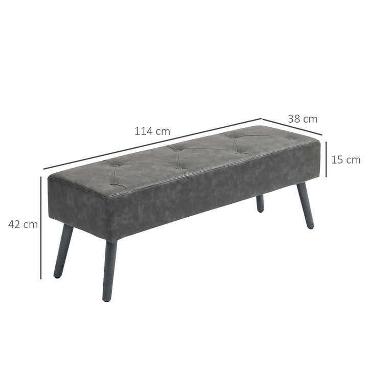 Banco de Pé de Cama Multifuncional Banco Pé de Cama Clássico Banco Dormitório com Pés de Madeira e Assento Acolchoado Carga 120 kg para Entrada Corredor 114x38x42 cm Cinza