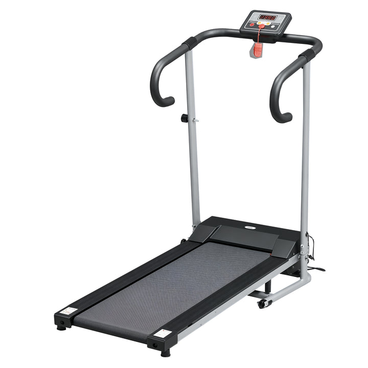 Esteira elétrica e dobrável de 500W para exercícios físicos 1-10 km / h com tela LCD e carga máxima. 110 kg preto e cinza