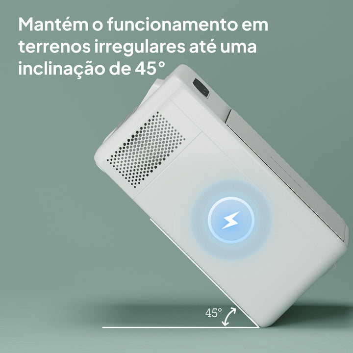 Geleira Portátil Elétrica 16,8L Geleira de Carro 12V-220V Mini Geleira com Compressor Luz LED Ecrã Digital Modos ECO e MAX de -20? a +20? para Casa Campismo Viagens Automóvel 59x32x26 cm Creme