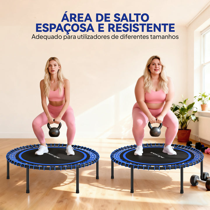 Trampolim de Fitness Adultos Ø114 cm com Estrutura de Aço Reforçada para Treino de Pernas Corpo em Casa Escritório Ginásio Azul e Preto