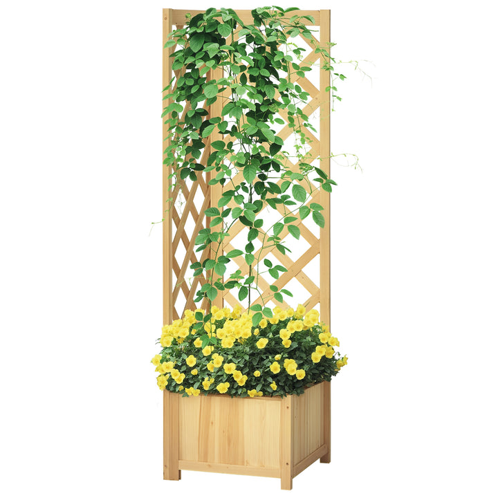 Floreira com Treliça de Madeira para Exterior, Elevada para Plantas Trepadeiras em Jardim ou Terraço 40x40x145 cm Madeira