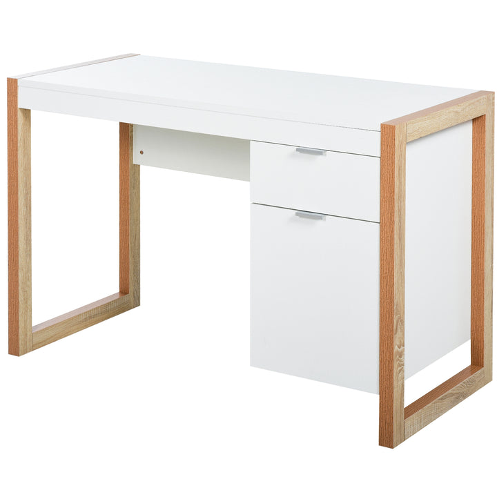 Mesa de Escritório com gaveta Armário Pés retangulares 112,5x50x75,5 cm Branco