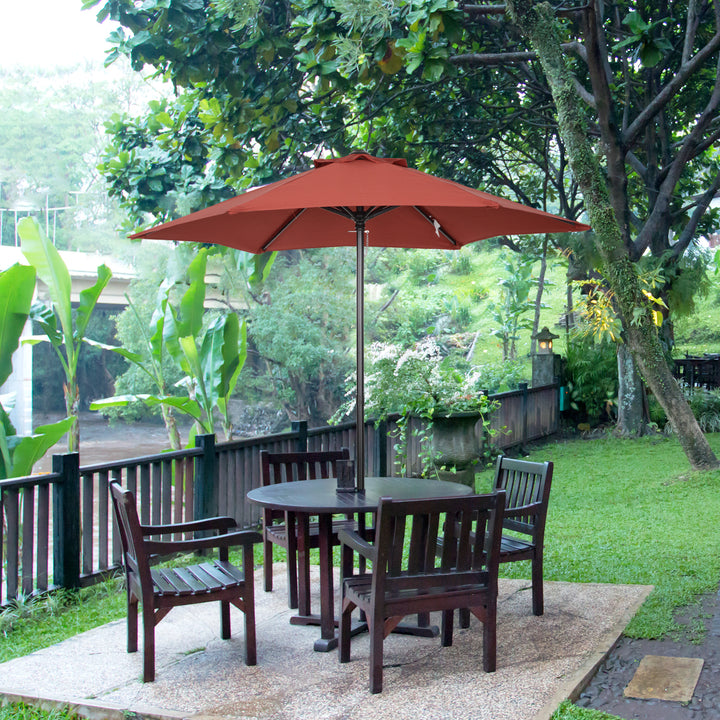 Chapéu de Sol de Jardim Ø2x2 m Chapéu de Sol com Mastro de Alumínio Manivela Teto com Ventilação Suporte de Fixação e Desmontável para Terraço Pátio Exterior Terracota
