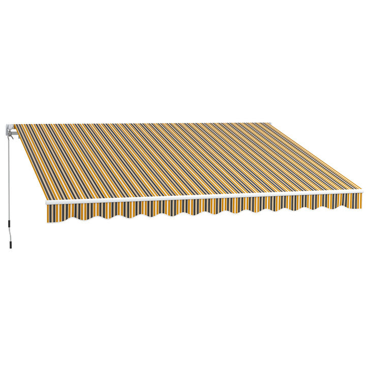 Toldo Manual Retrátil 350x250 cm Toldo para Varanda com Manivela de Metal Impermeável e Anti-UV Toldo Enrolável de Exterior para Jardim Terraço Janelas Cinza e Amarelo