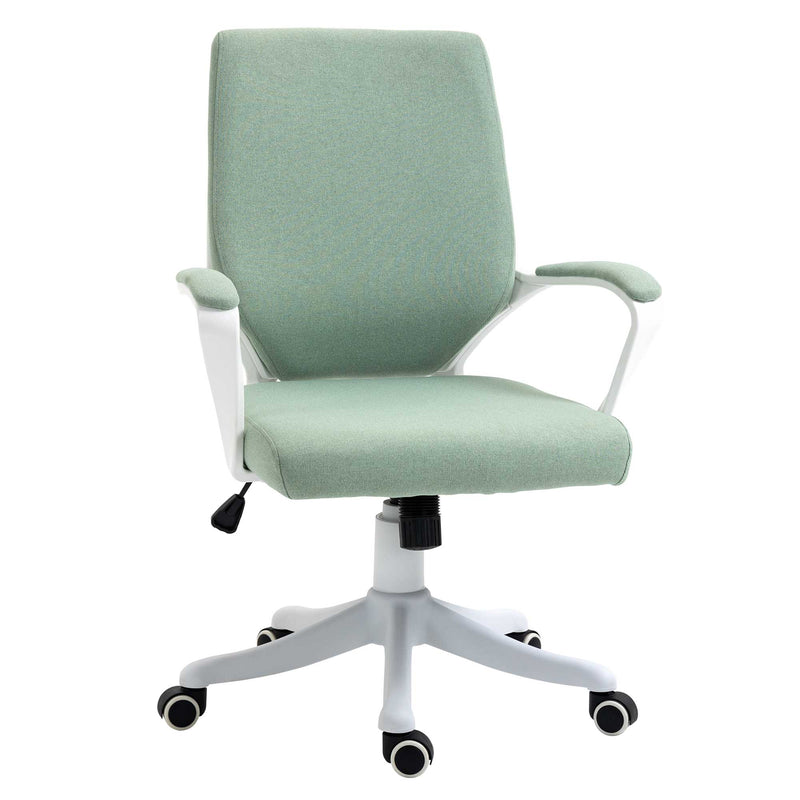 Cadeira de Escritório Giratória Cadeira de Escritório Ergonómica com Altura Ajustável Apoio para os Braços Acolchoado e Suporte Lombar Carga Máxima 120 kg 62x69x92-100 cm Verde