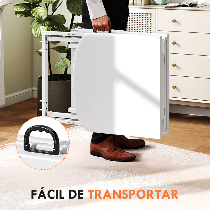 Marquesa de Massagem Dobrável Portátil de 3 Secções com Encosto e Suporte para Pernas Ajustáveis Apoio de Cabeça Removível Apoios de Braços Acolchoados para Spa 182x82 cm Branco