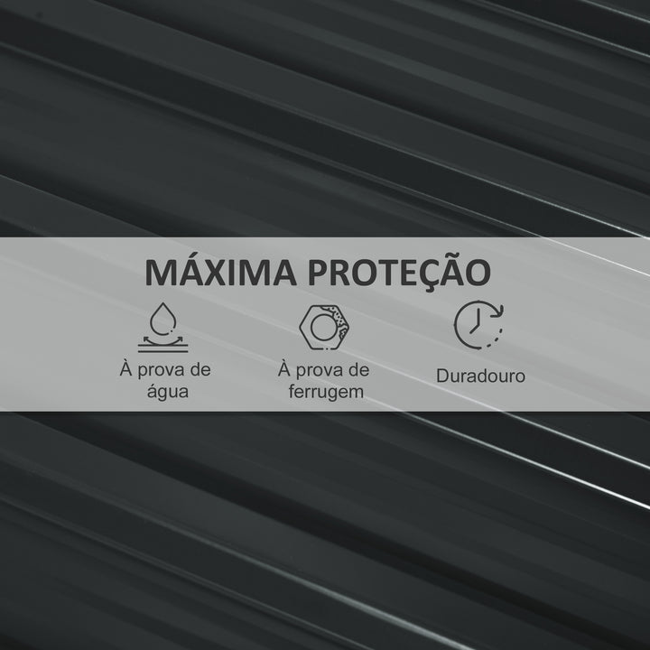 Conjunto de 12 Painéis para Teto de Aço Galvanizado Chapas Perfiladas de Teto 7m² para Abrigo de Ferramentas Abrigo Exterior 129x45cm Cinzento Escuro