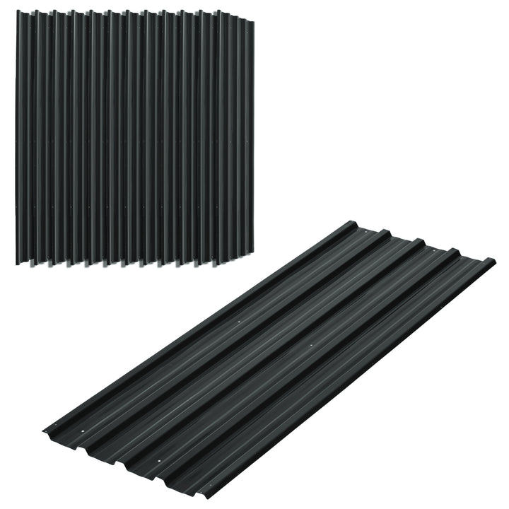 Conjunto de 12 Painéis para Teto de Aço Galvanizado Chapas Perfiladas de Teto 7m² para Abrigo de Ferramentas Abrigo Exterior 129x45cm Cinzento Escuro