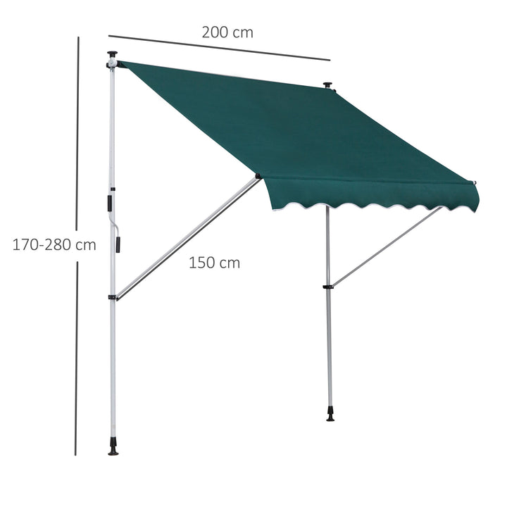Toldo Ajustável para Portas ou Janelas Pernas Telescópicas 200x150cm Verde