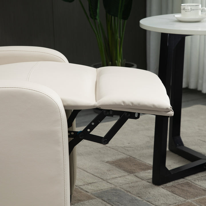 Poltrona de Massagem Poltrona Relax Reinclinável com Controle Remoto 2 Zonas de Massagem 8 Programas 5 Níveis de Intensidade Estofado em PU 68x88x98 cm Creme