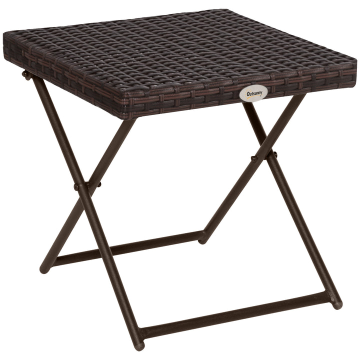 Mesa dobrável para jardim em vime e aço inoxidável com pernas cruzadas 40x40x40 cm marrom