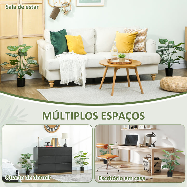 Conjunto de 2 Plantas Artificiais Decorativas 65 cm Plantas Artificiais com Vaso e Folhas para Interior Casa Sala de Estar Escritório Verde
