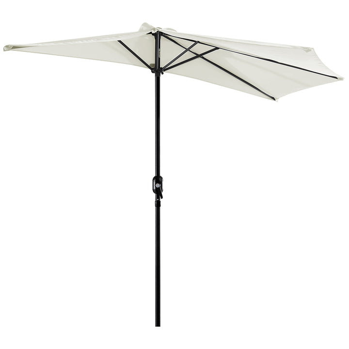 Guarda-sol de jardim com manivela formato semicircular para varanda 269x138x236 cm Creme