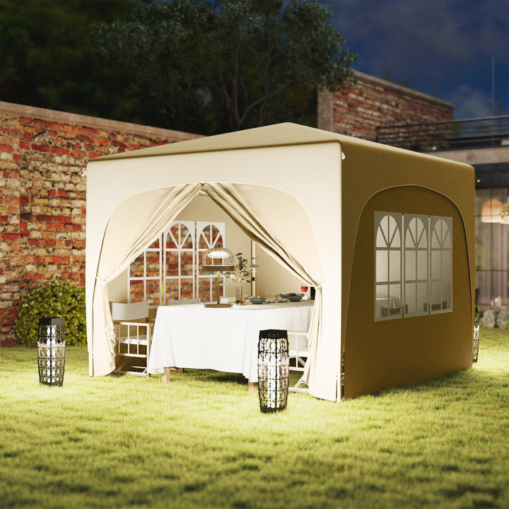 Tenda Dobrável Tenda 3x3 m com Painéis Laterais UPF50+ Tenda de Jardim com Altura Ajustável e Bolsa de Transporte para Campismo Festas Pátio Areia