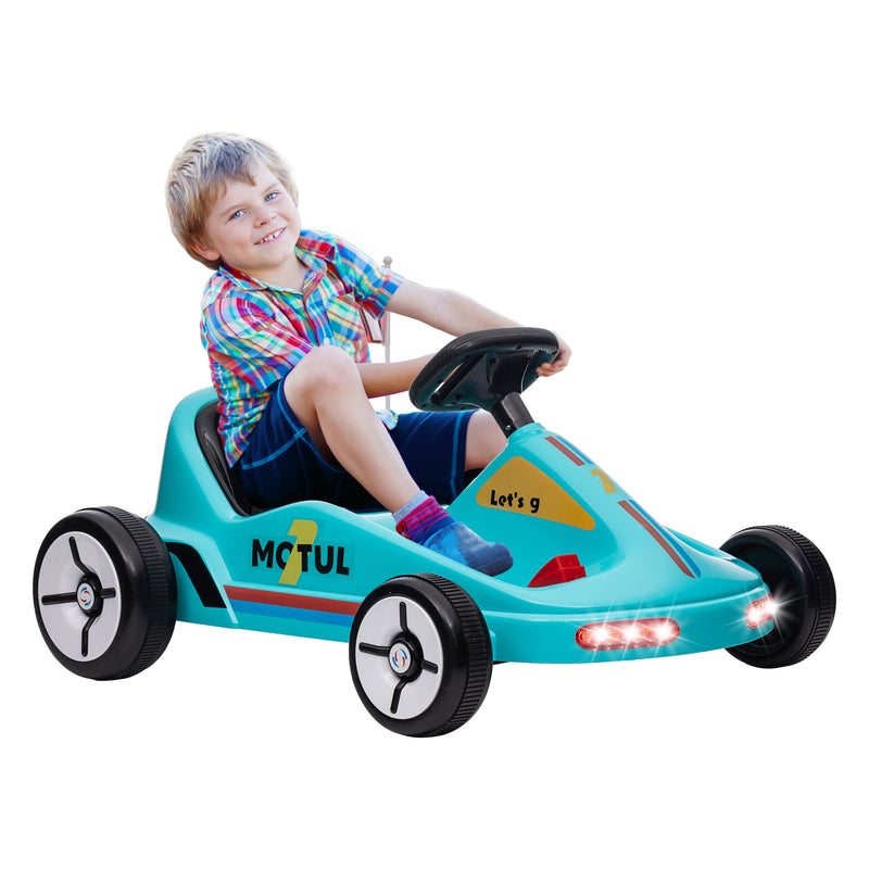 Kart para Crianças acima de 3 Anos Kart Elétrico 6V com Música Luz Buzina Cinto de Segurança Carga 50 kg 85x70x45 cm Azul