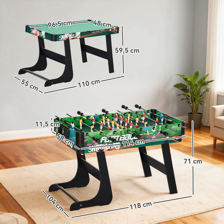Mesa Multi Jogos para Crianças acima de 7 Anos Mesa de Jogos 6 em 1 Dobrável Bilhar Matraquilho Ping Pong Lançamento de Anéis Hóquei no Gelo e Air Hóquei 118x104x71cm Multicor