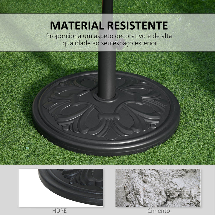 Suporte de guarda-sol redondo Ajustável Universal Cimento Parasol Pé F48x34cm Guarda-sol Base de Pátio Jardim Estilo Retro HDPE