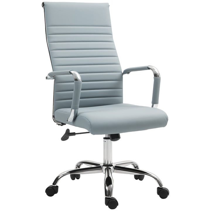 Cadeira de Escritório Giratoria 360° Inclinável com Altura Ajustável Rodas Apoio de Braços 54x62x104-114 cm Cinzento Claro