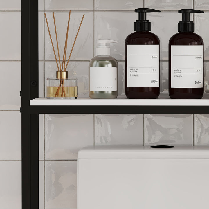 Móvel sobre Sanita Armário para Casa de Banho sobre Sanita com 3 Portas 2 Prateleiras Ajustáveis e Compartimento Aberto Móvel Casa de Banho 79,5x23x178 cm Multicor