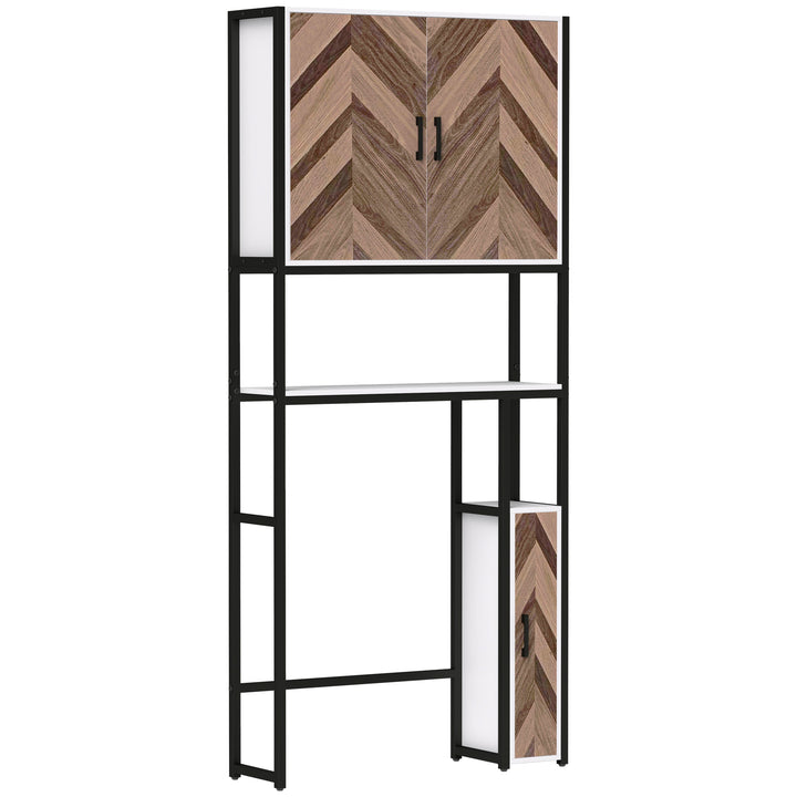 Móvel sobre Sanita Armário para Casa de Banho sobre Sanita com 3 Portas 2 Prateleiras Ajustáveis e Compartimento Aberto Móvel Casa de Banho 79,5x23x178 cm Multicor