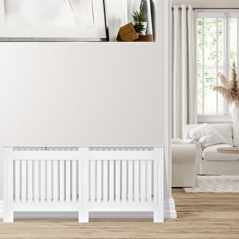Cobertura Radiador com Desenho Moderno de MDF com Prateleira Superior para Sala de Estar Dormitório Escritório 172x19x81 cm Branco