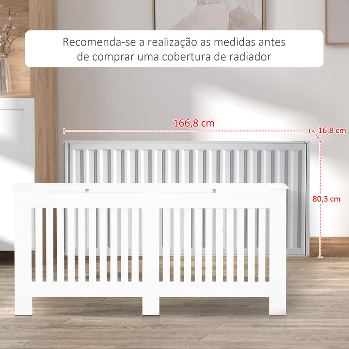 Cobertura Radiador com Desenho Moderno de MDF com Prateleira Superior para Sala de Estar Dormitório Escritório 172x19x81 cm Branco