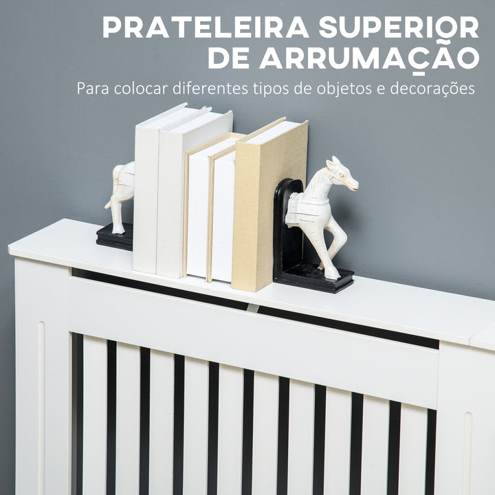 Cobertura Radiador com Desenho Moderno de MDF com Prateleira Superior para Sala de Estar Dormitório Escritório 172x19x81 cm Branco