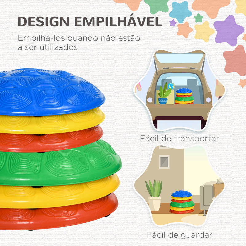 Pedras de Equilíbrio para Crianças de 3 a 8 Anos Conjunto de 6 Pedras de Equilíbrio Empilháveis com Base Antiderrapante para Treino de Equilíbrio e Promover a Coordenação Multicor