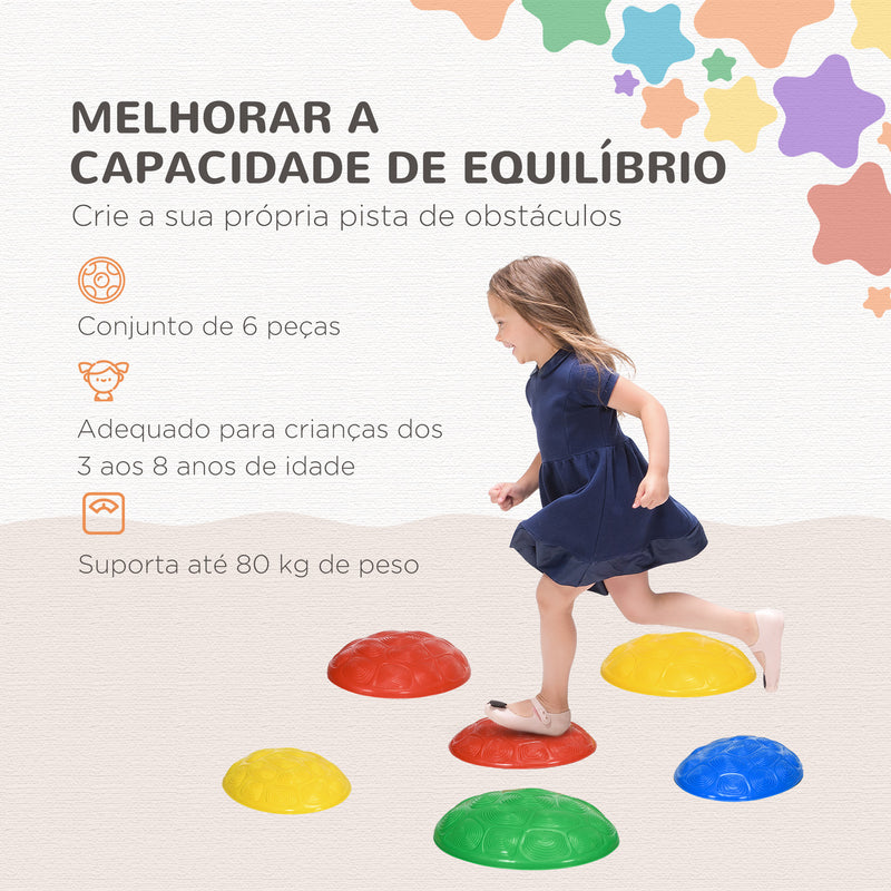 Pedras de Equilíbrio para Crianças de 3 a 8 Anos Conjunto de 6 Pedras de Equilíbrio Empilháveis com Base Antiderrapante para Treino de Equilíbrio e Promover a Coordenação Multicor