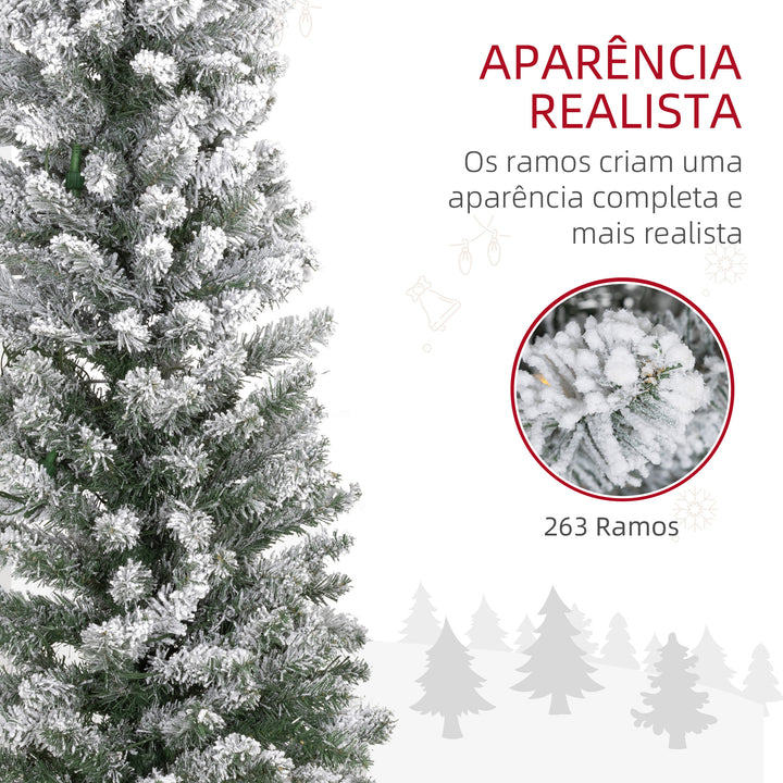 Árvore de Natal Árvore de Natal artificial nevada de 150 cm com 120 luzes LED 263 ramos e suporte metálico Árvore de Natal para sala verde e branca