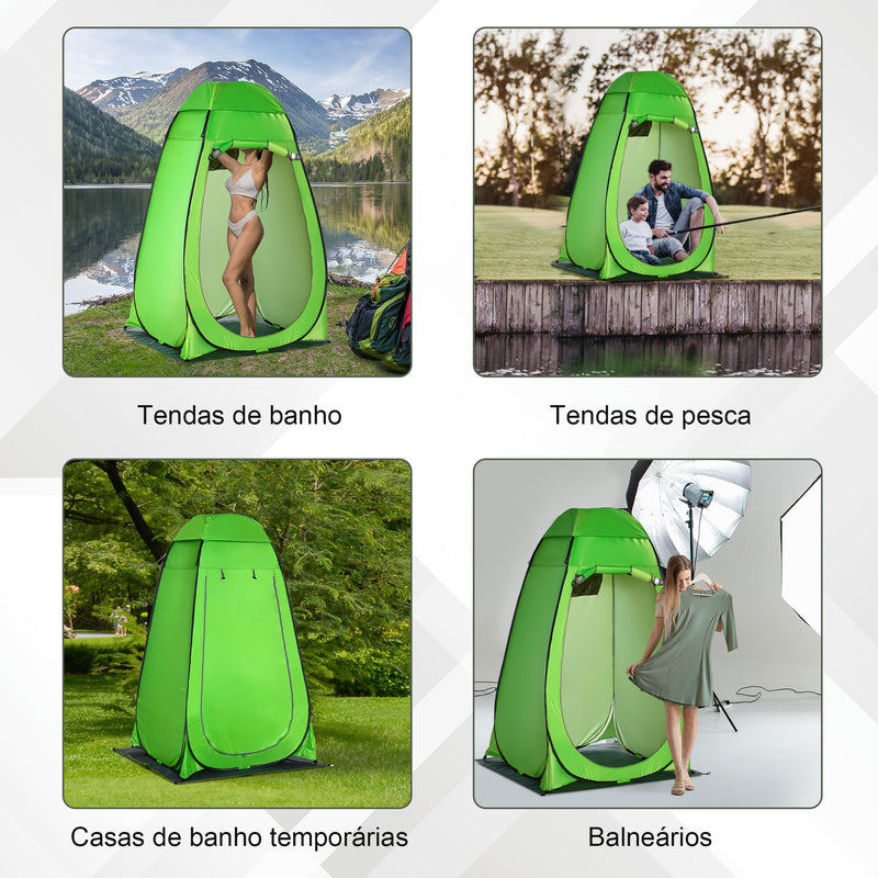 Tenda de Duche Tenda de Privacidade Portátil com 1 Gancho Bolso Bolsa de Transporte e UV20+ para Duche Trocador Sanita 126x124x189 cm Verde