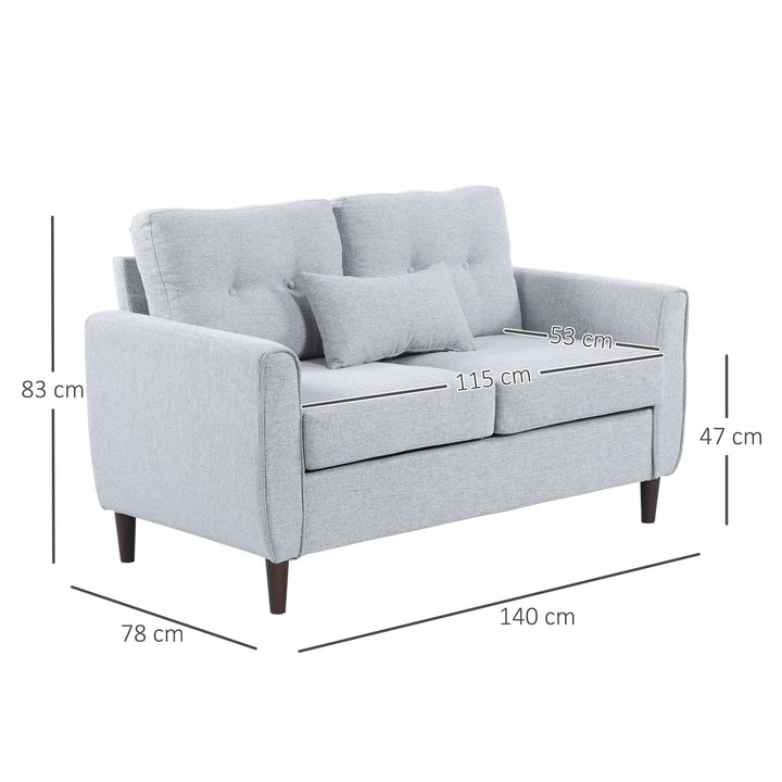 Sofá de 2 lugares Poltrona de dois lugares para sala de estar com almofadas e assento acolchoado fronha lavável 140x78x83 cm cinza claro