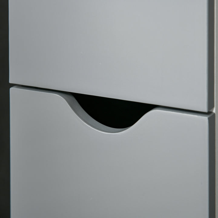 Coluna Casa de Banho com 2 Portas e 2 Prateleiras Abertas Coluna Auxiliar para Casa de Banho Sala de Estar Dormitório Estilo Moderno 15,2x29,8x118cm Branco e Cinza