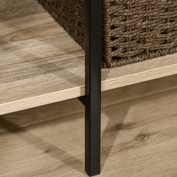 Charriot para Roupas Charriot de Madeira com 4 Prateleiras de Arrumação e Barra para Pendurar Carga Máxima 30kg para Dormitório Entrada 100x46x170,5cm Madeira e Preto