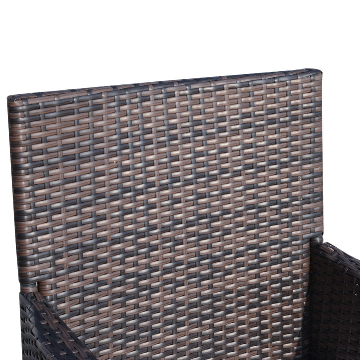 Conjunto de 1 Mesa 2 Cadeiras Rattan para Jardim com almofada Estrutura Metal Cor Castanho