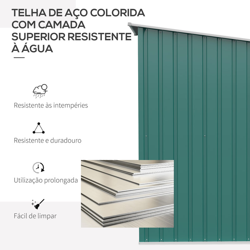 Abrigo de Jardim 0,92 m² 100x103x160cm Abrigo Exterior de Aço Galvanizado com Porta Fechadura e Teto Inclinado para Armazenamento de Ferramentas Verde