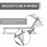 Espreguiçadeira de Jardim Dobrável com Toldo Removível e Ajustável em Ângulo e Encosto Ajustável em 4 Posições para Jardim Terraço Campismo Exterior 187x58x36 cm Cinza Claro